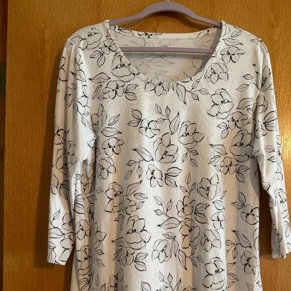 J. JILL WHITE BLACK & GREY A LINE TUNIC SZ L GOOD CONDITION - Picture 1 of 4